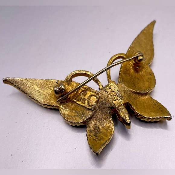 RARE 1940’s Marcel Boucher Le Couturier Jade Crystal Butterfly Brooch #9958 - Picture 2 of 10